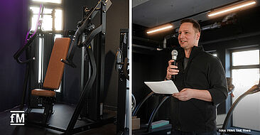 Betreiber Patrick Baumann bei der Eröffnung des 1. PRIME TIME fitness HOME Studios in Deutschland in Wiesbaden-Mainz-Kastel