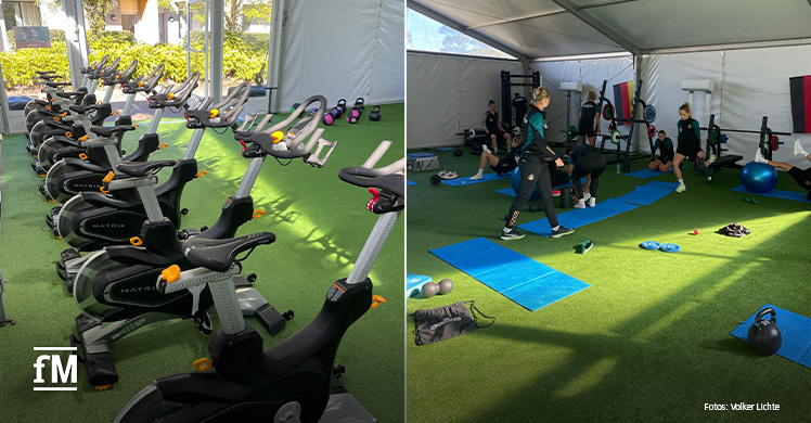Wyong, New South Wales, Australien: Das Fitnesszelt des deutschen Frauen-Teams ausgestattet von Matrix