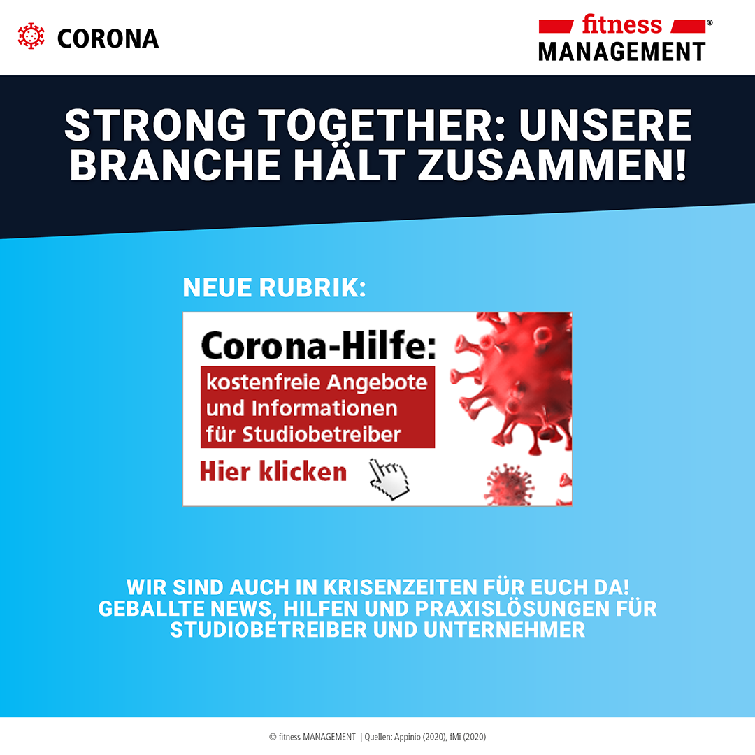 fitness MANAGEMENT Corona-Hilfe für Studiobetreiber