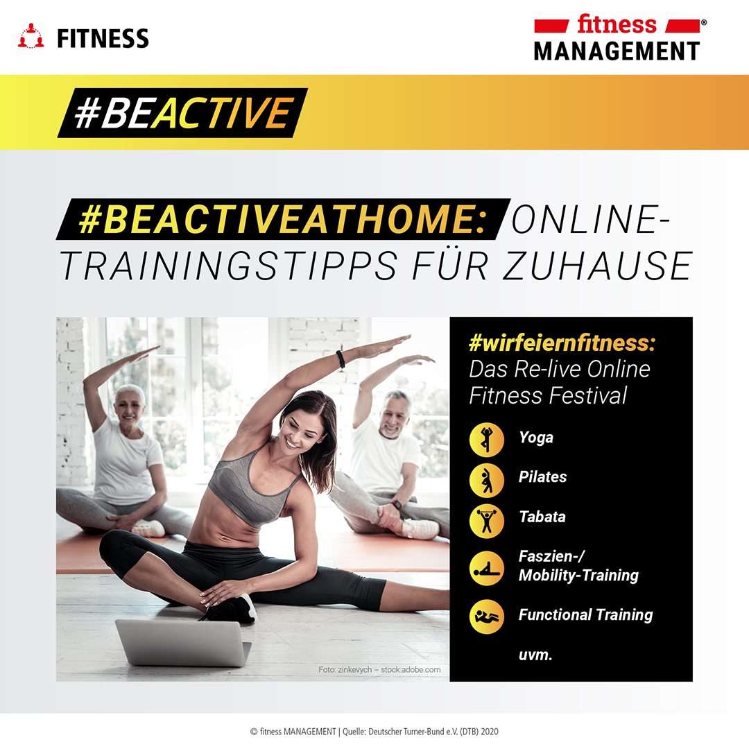 Digital fit: #BeActiveAtHome & #wirfeiernfitness  