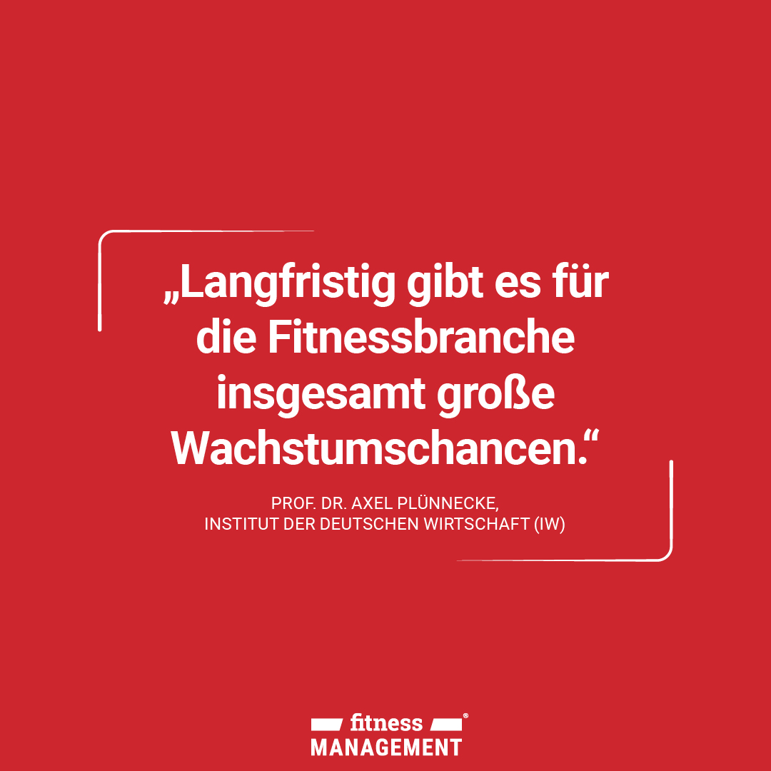 Zitat des Tages: 'Langfristig gibt es für die Fitnessbranche insgesamt große Wachstumschancen.' – Prof. Dr. Axel Plünnecke (IW Köln).