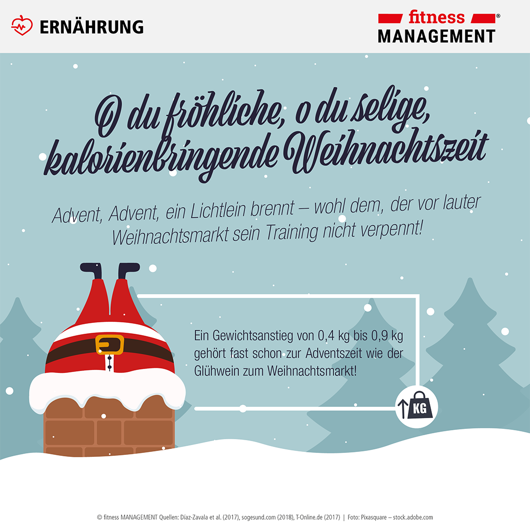 Die Weihnachtszeit liefert Kalorien in Hülle und Fülle – gerade da sollte man nicht das Training zu Hause vernachlässigen.