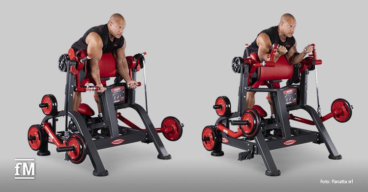 Phil Heath, 7x Mr. Olympia, Panatta Brand Ambassador, auf der Three Angles Biceps Machine von Panatta