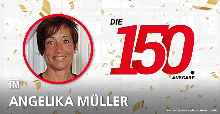 Angelika Müller (INKO Internationale Handelskontor GmbH) gratuliert zur 150. Ausgabe der fitness MANAGEMENT international (fMi)