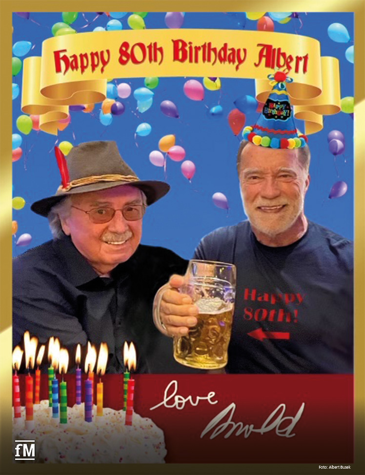 Arnold Schwarzenegger gratuliert seinem Freund Albert Busek zum 80. Geburtstag