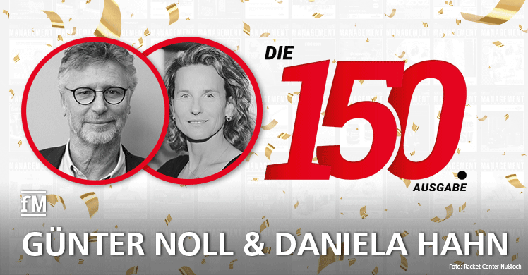 Daniela Hahn und Günter Noll (Donna's Frauenfitness) gratulieren zur 150. Ausgabe der fitness MANAGEMENT international (fMi)