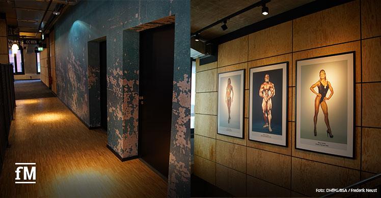 Grand Opening Gold's Gym München: Classic Used Gold's Wall (linkes Bild) und Hommage an Melvin Anthony (rechts).