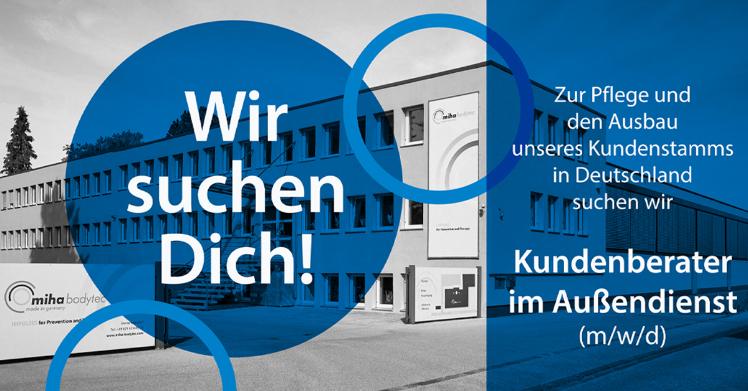 Die miha bodytec GmbH sucht Kundenberater im Außendienst zur Pflege und Ausbau des Kundenstamms in Deutschland.