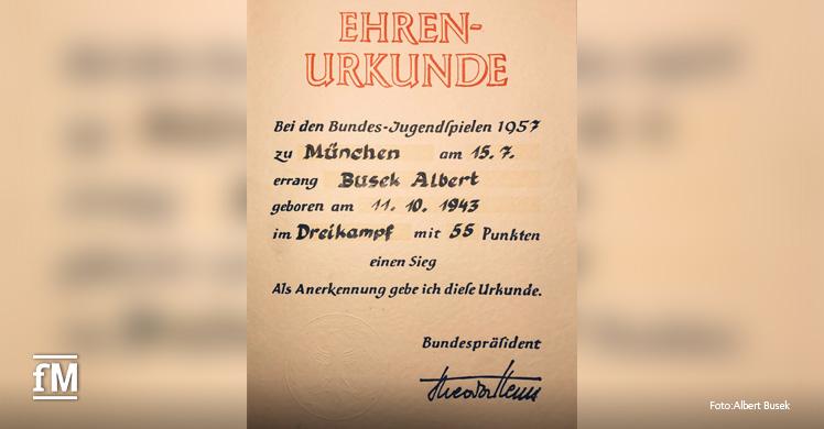 Ehrenurkunde der Bundesjugendspiele 1957