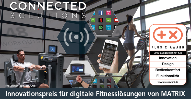 Digitale Fitnesslösungen 'Connected Solutions' von Matrix in vier Kategorien mit Innovationspreis für Technologie, Sport und Lifestyle 'Plus X Award' ausgezeichnet.