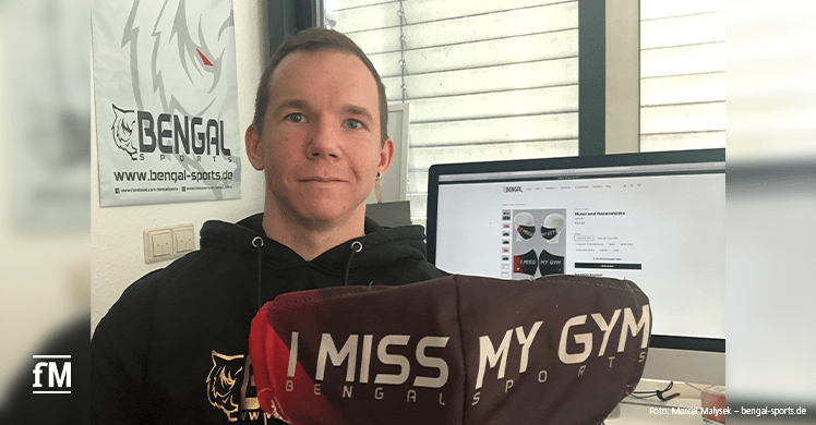 I miss my gym: Mund- und Nasenmaske fürs Fitnessstudio – buntes Statement Ende Corona-Lockdown im Fitnessstudio