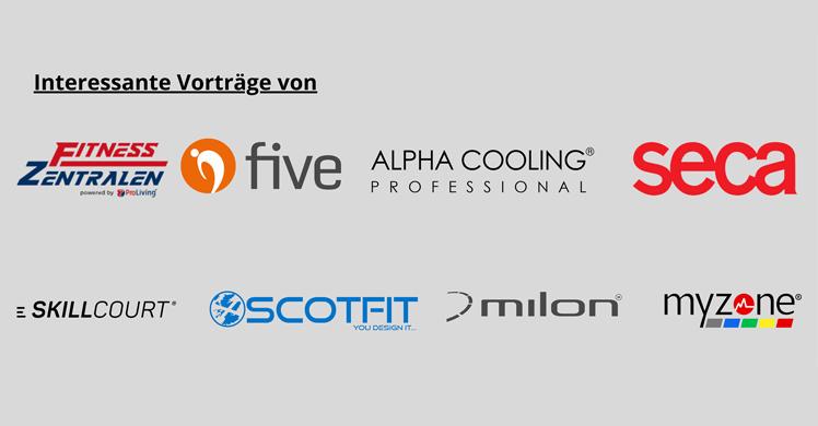 Interessante Vorträge von Fitness Zentralen powerd by ProLiving, five, Alpha Cooling, seca, Skillcourt, Scotfit, milon und myzone.