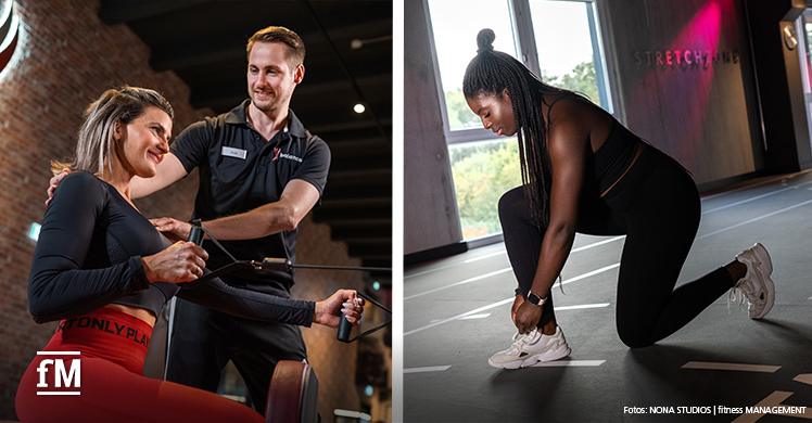 Studioleiter Erik Fröhlich mit Kundin in der Fit Hall und der Start in die Running Arena