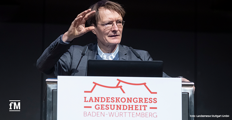 Fachmesse-Doppel MEDIZIN/TheraPro in Stuttgart: Prof. Dr. med. Karl Lauterbach, Mitglied des Bundestags (MdB), hielt die Key Note beim 5. Landeskongress Gesundheit