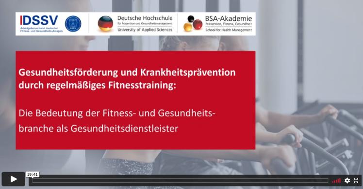 Video zur DHfPG-Kampagne: Gesundheitsförderung und Krankheitsprävention durch regelmäßiges Fitnesstraining.