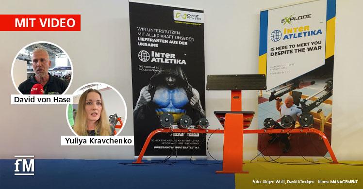 #StandWithUkraine: Fitnessgeräte aus der Ukraine auf der FIBO in Köln – Video-Interviews mit Yuliya Kravchenko, Export Managerin Inter Atletika, und David von Hase, Geschäftsführer DHZ Fitness Europe.