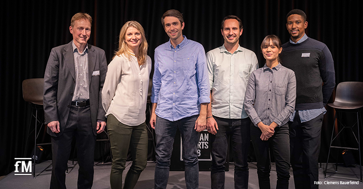 Die Teilnehmer des Panel Talks beim Housewarming des neuen Headquarters USC in Berlin.