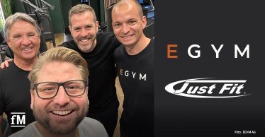 EGYM und Just Fit erweitern Partnerschaft (von links): Frank Böhme, Philipp Roesch-Schlanderer, Nicolas Stadtelmeyer, Tobias Sauer (EGYM Senior Director Enterprise EMEA)