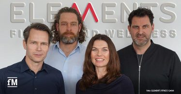 Das ELEMENTS Fitness und Wellness Führungsteam (von links): Andre Nagel (GF ELEMENTS), Björn Streier (GL ELEMENTS), Nicole Greinwalder (GF ELEMENTS) und Sandro Carovani (GL ELEMENTS)