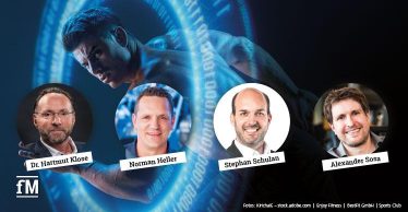 Vier Fitnessexperten geben Tipps fürs Innovationsmanagement im Studio: Dr. Hartmut Klose und Norman Heller (Enjoy Fitness), Alexander Sosa (Sports Club) und Stephan Schulan (BestFit Group).