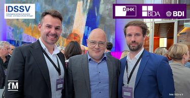 Janosch Marx (Geschäftsführer fitness MANAGEMENT, links), Steffen Kampeter (BDA, Mitte) und Alex Wulf (DSSV) beim Parlamentarischen Abend von BDA, DIHK und BDI in Berlin